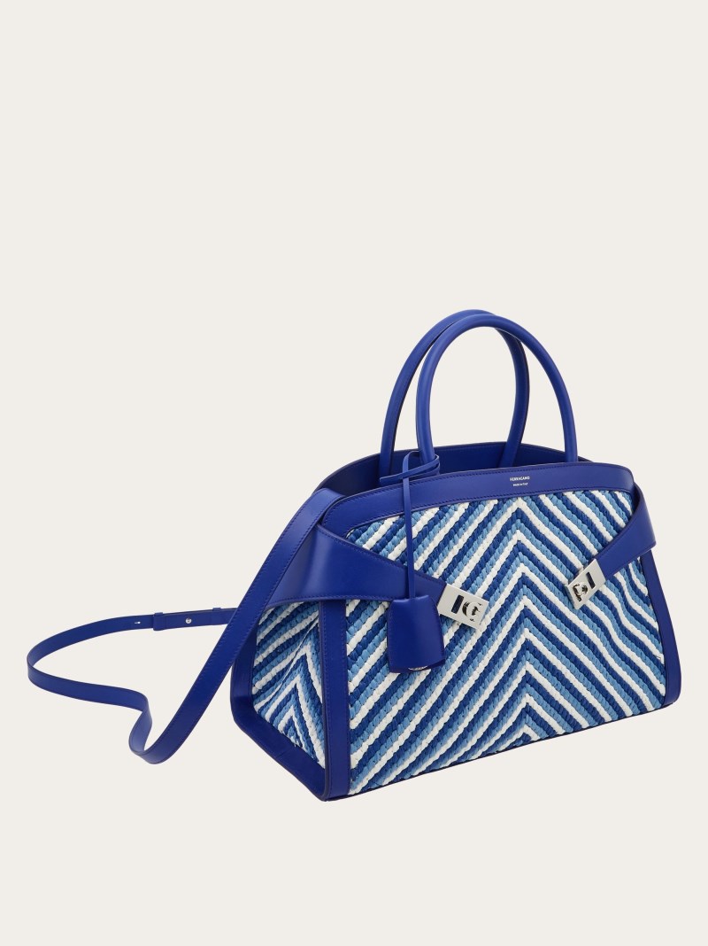 Ferragamo | Women's Hug Handbag - White/Lapis Lazuli