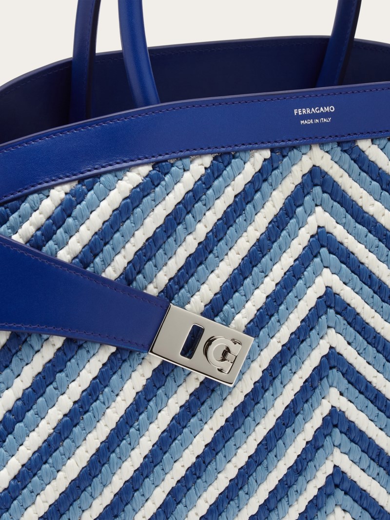 Ferragamo | Women's Hug Handbag - White/Lapis Lazuli