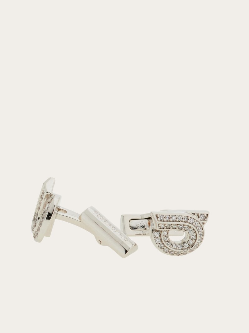 Ferragamo | Men's Gancini Cufflinks - Palladium