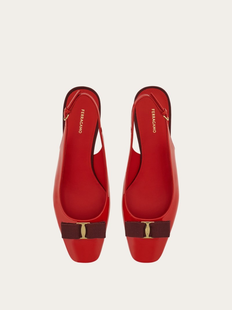 Ferragamo | Women's Iconic Bow Slingback - Flame Red/Burgundy