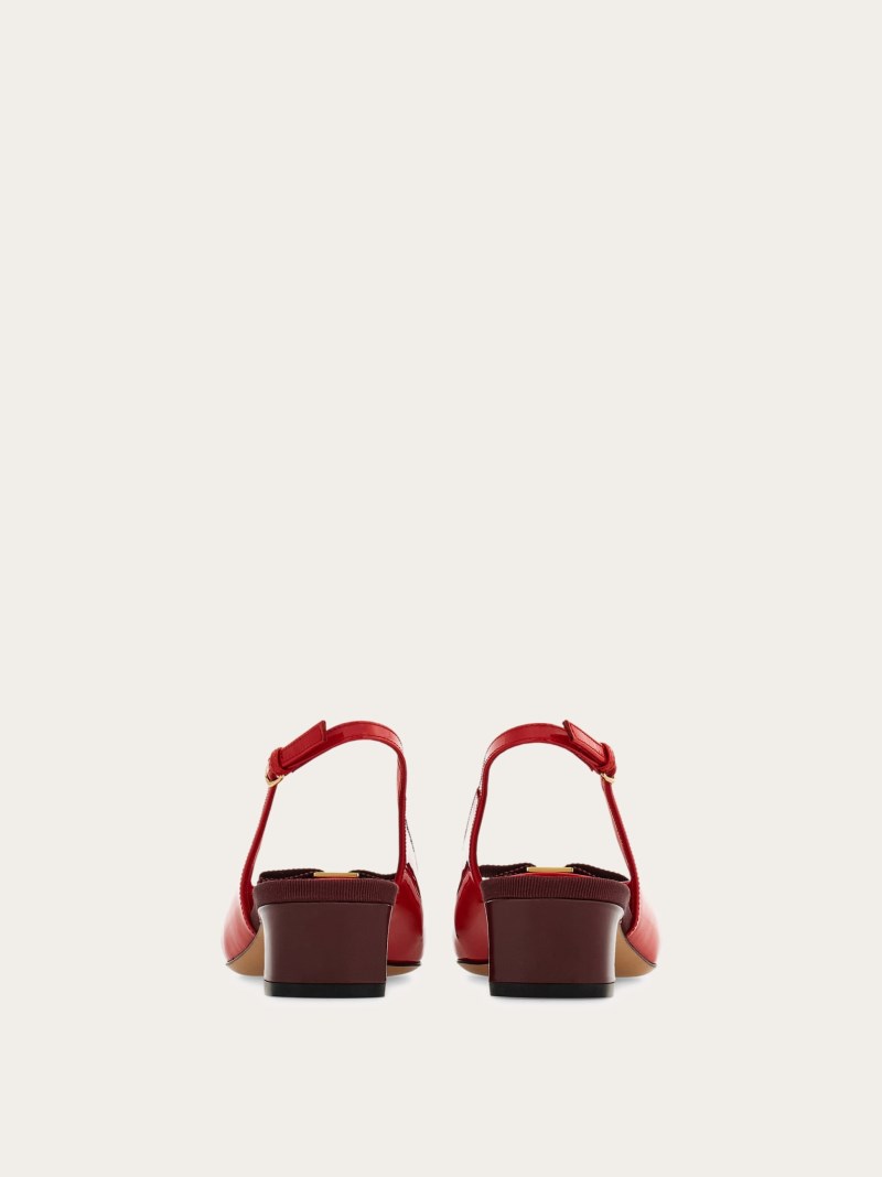 Ferragamo | Women's Iconic Bow Slingback - Flame Red/Burgundy