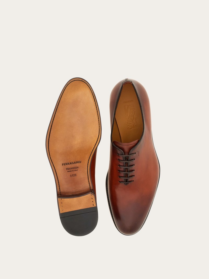Ferragamo | Men's Tramezza Plain Toe Oxford - Cognac/Testa Di Moro
