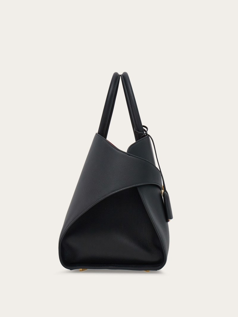 Ferragamo | Women's Hug Bicolor Handbag - Black/Flame Red