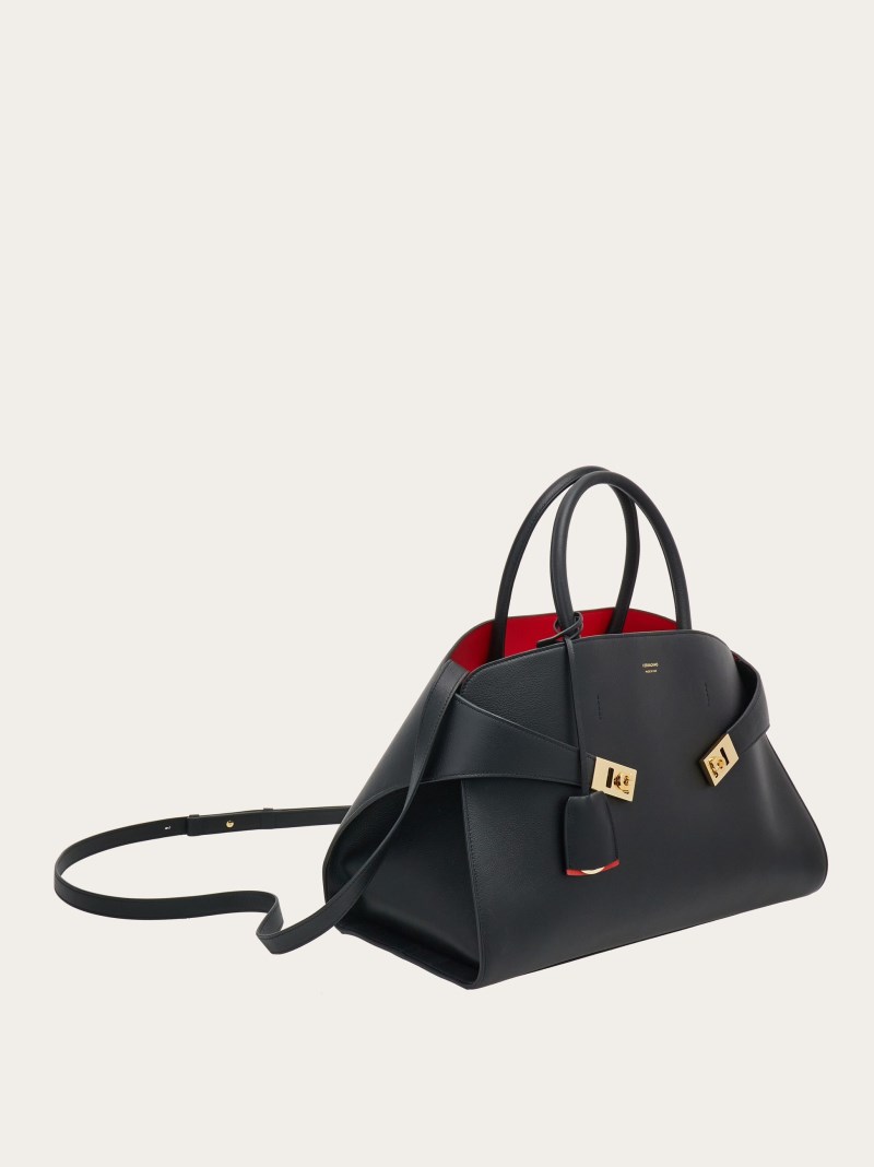 Ferragamo | Women's Hug Bicolor Handbag - Black/Flame Red