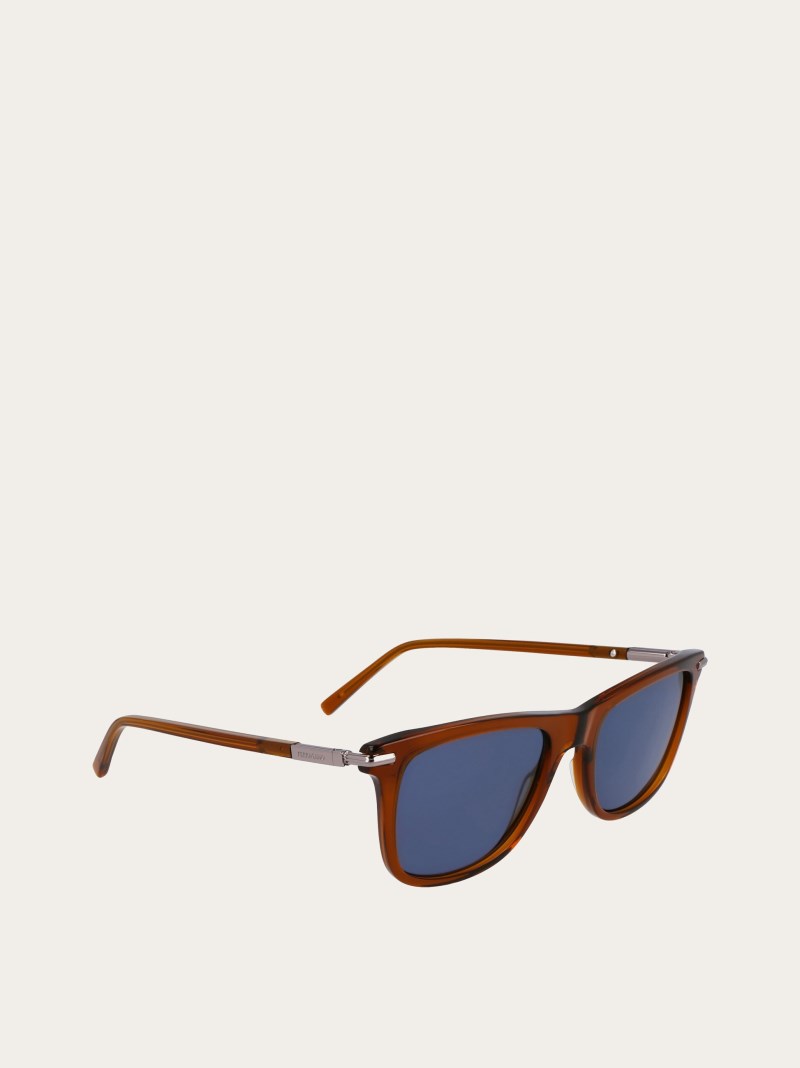 Ferragamo | Men's Sunglasses - Transparent Brown/Blue