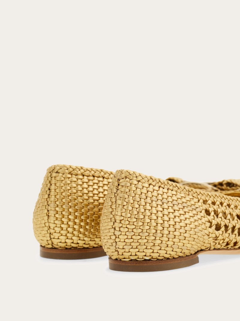 Ferragamo | Women's Ballet Flat With New Vara Plate - Gold
