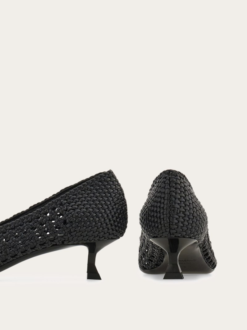 Ferragamo | Women's Kitten Heel Pump With New Vara Buckle - Black
