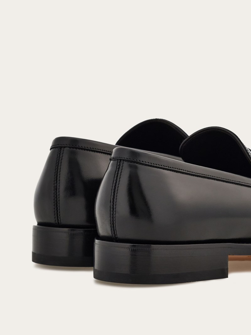 Ferragamo | Men's Penny Loafer With Gancini Ornament - Black
