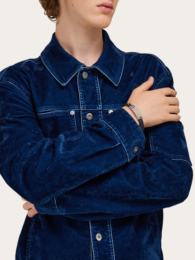 Ferragamo | Men's Gancini Bracelet - Oxford Blue