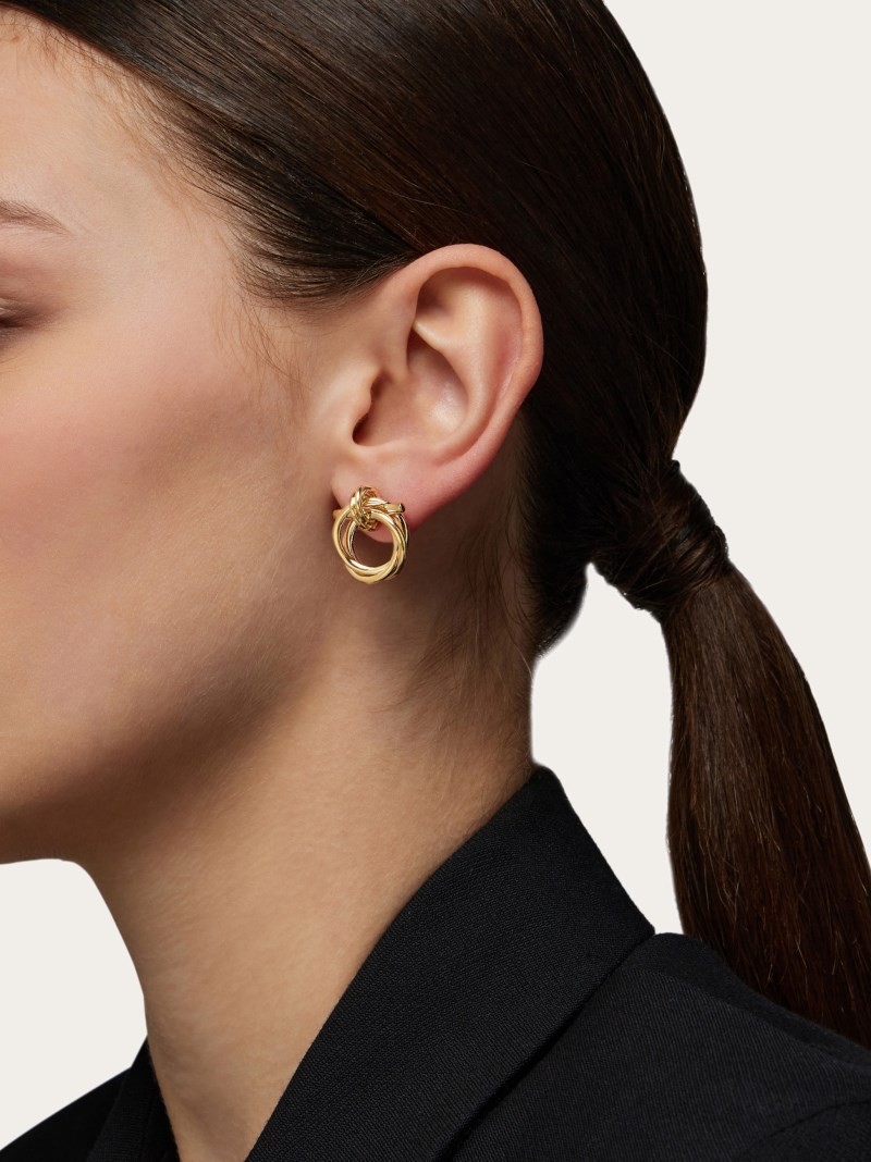 Ferragamo | Women's Twisted Gancini Earrings - Gold