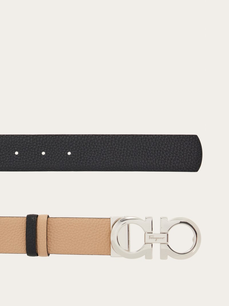 Ferragamo | Women's Reversible And Adjustable Gancini Belt - New Bisque/Black