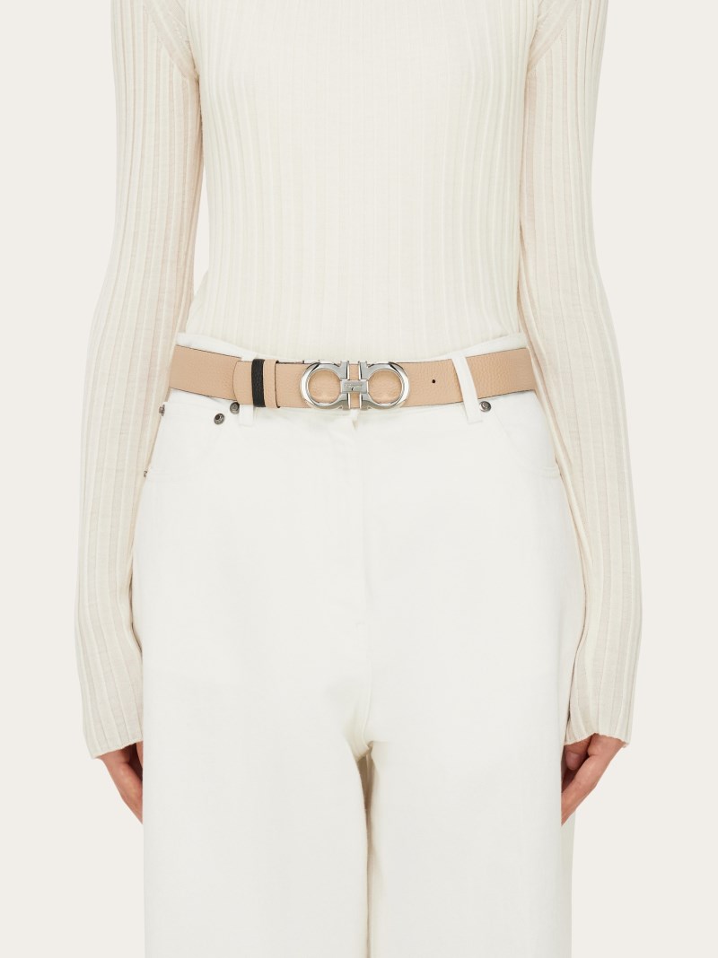Ferragamo | Women's Reversible And Adjustable Gancini Belt - New Bisque/Black