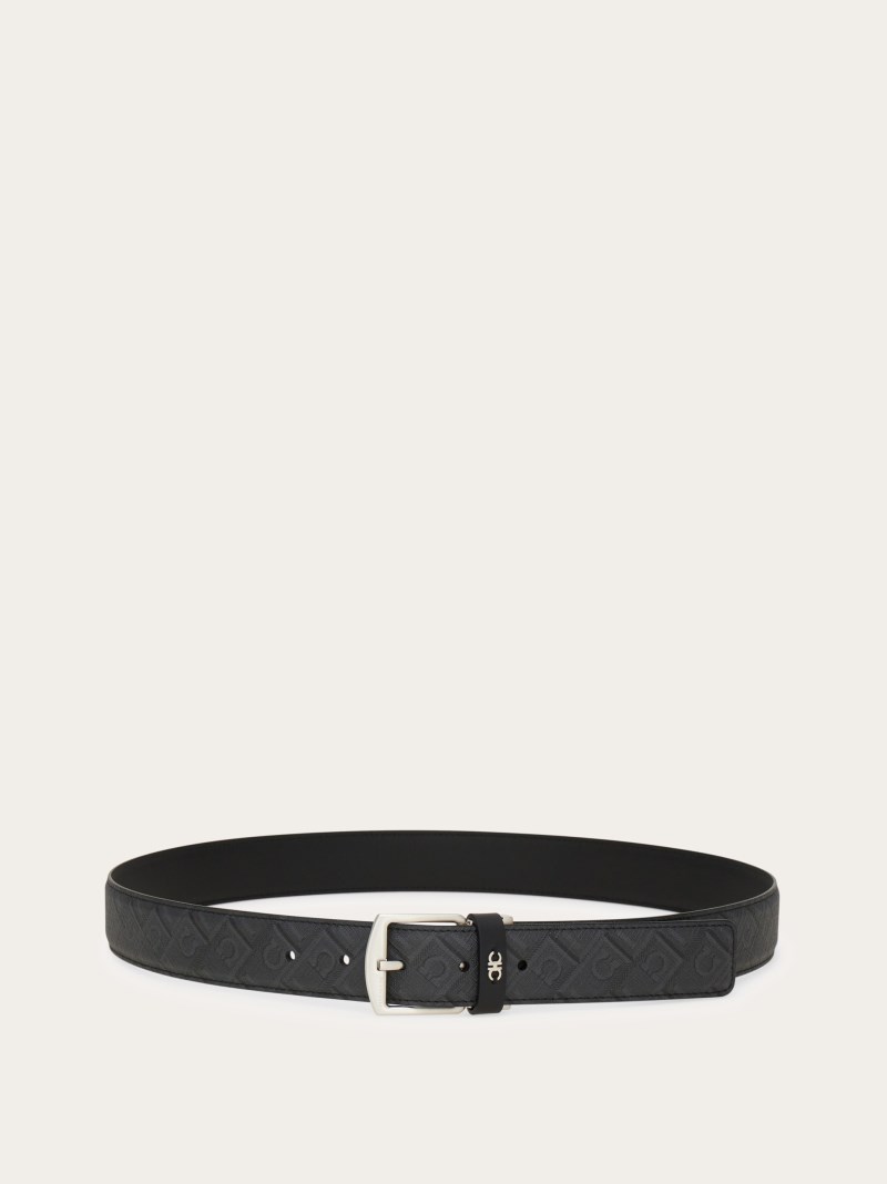 Ferragamo | Men's Reversible And Adjustable Belt - Black/Grey