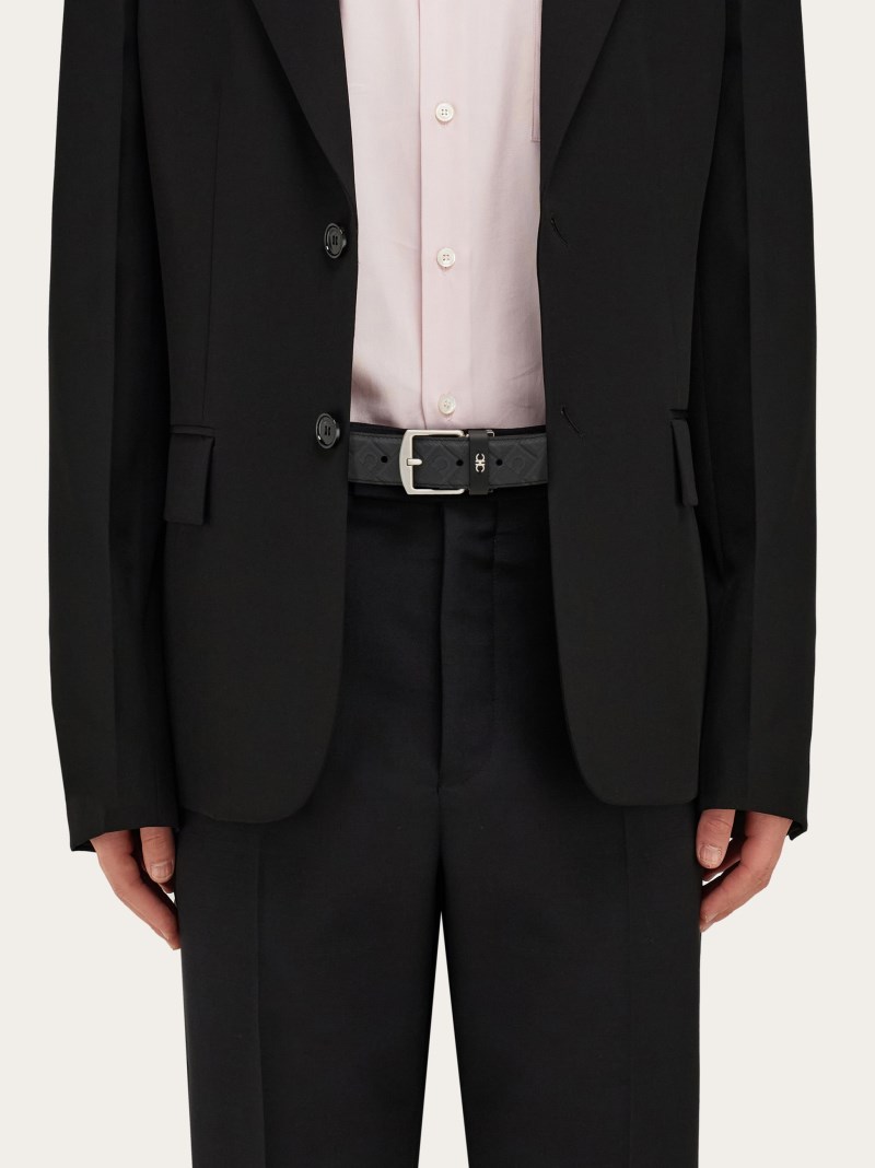 Ferragamo | Men's Reversible And Adjustable Belt - Black/Grey