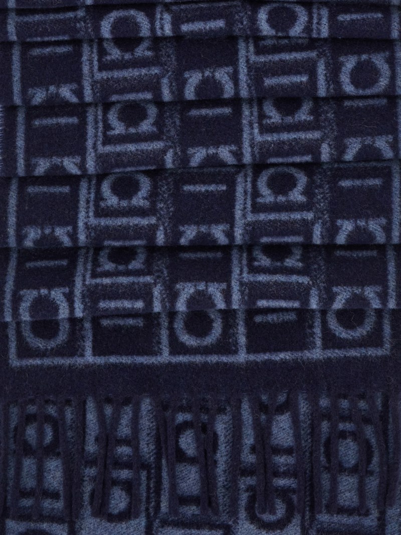 Ferragamo | Men's Monogram Scarf - Navy Blue/Oxford Blue