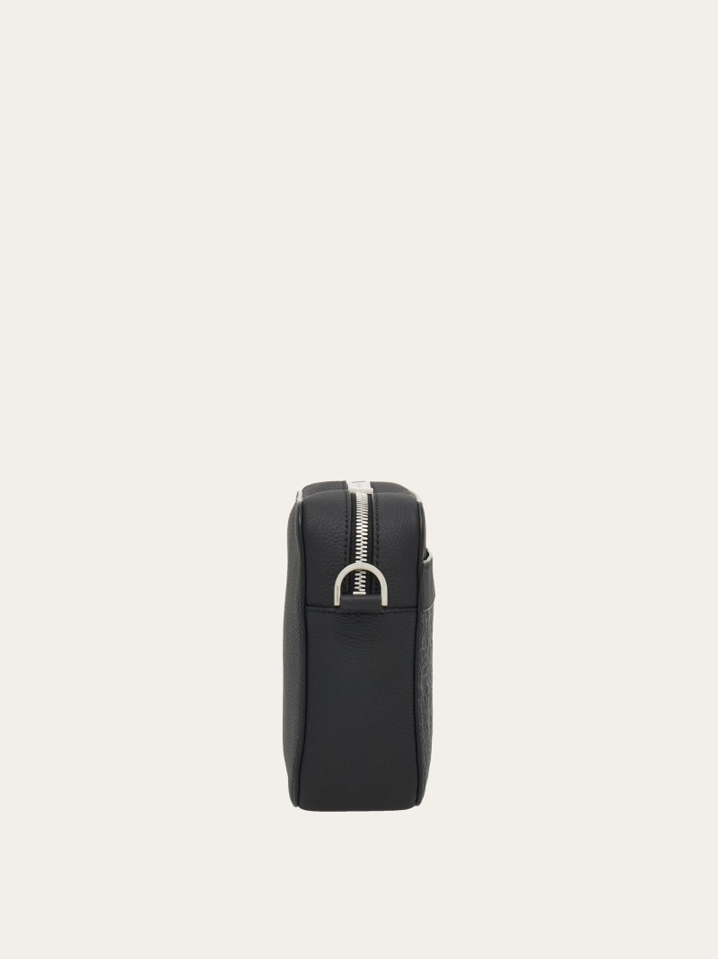 Ferragamo | Men's Embossed Gancini Crossbody Bag - Black