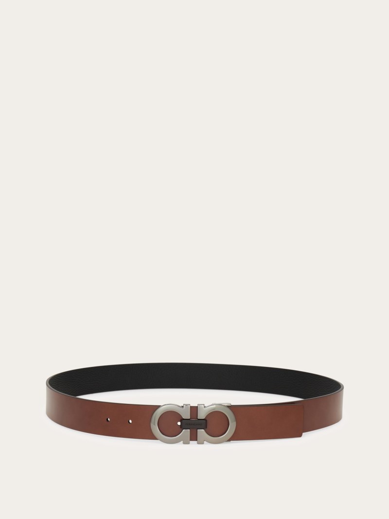 Ferragamo | Men's Reversible And Adjustable Gancini Belt - Brown/Black