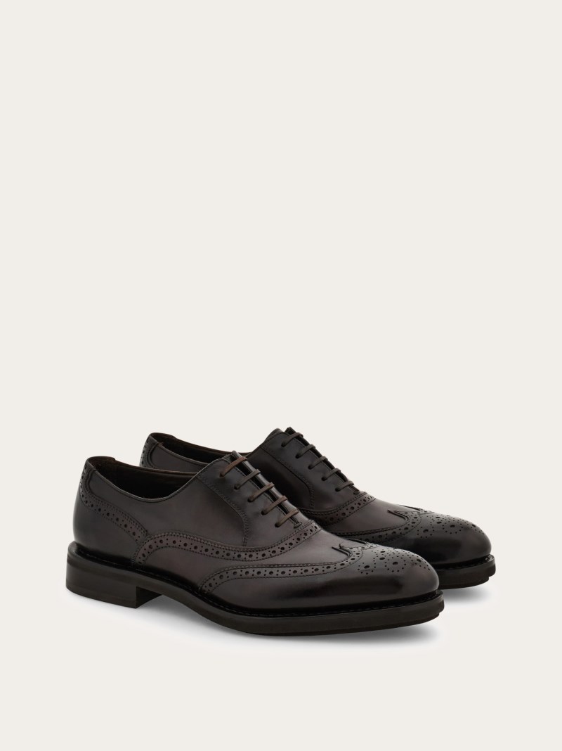 Ferragamo | Men's Tramezza Oxford Brogue - Testa Di Moro