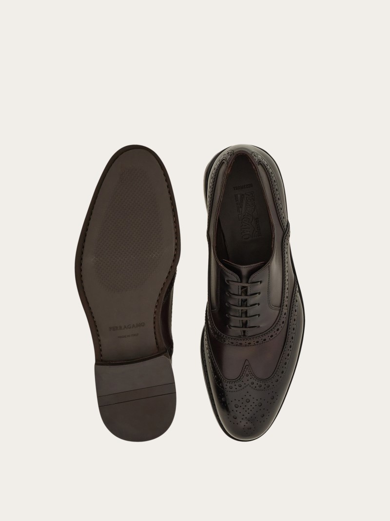 Ferragamo | Men's Tramezza Oxford Brogue - Testa Di Moro