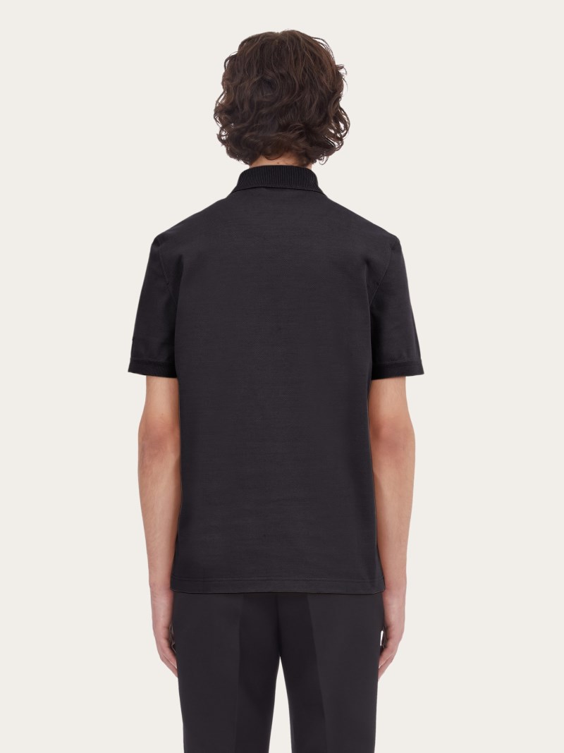 Ferragamo | Men's Polo With Zip Collar - Black