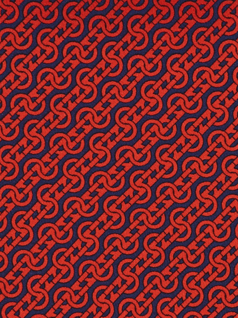 Ferragamo | Men's Woven Print Silk Tie - Dark Blue/Red