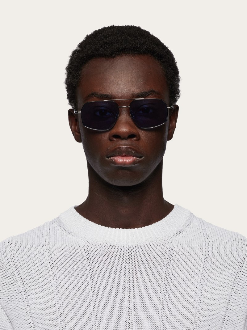 Ferragamo | Men's Sunglasses - Dark Gun/Blue