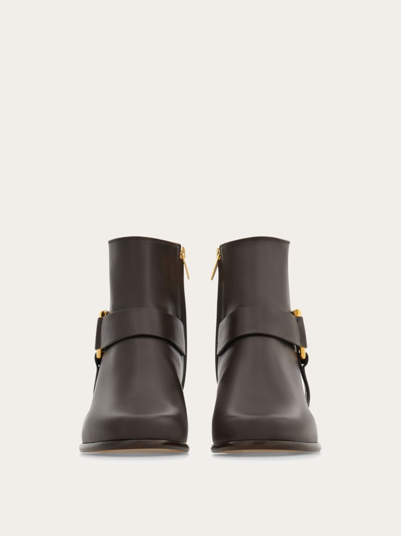 Ferragamo | Women's Gancini Ornament Ankle Boot - Testa Di Moro