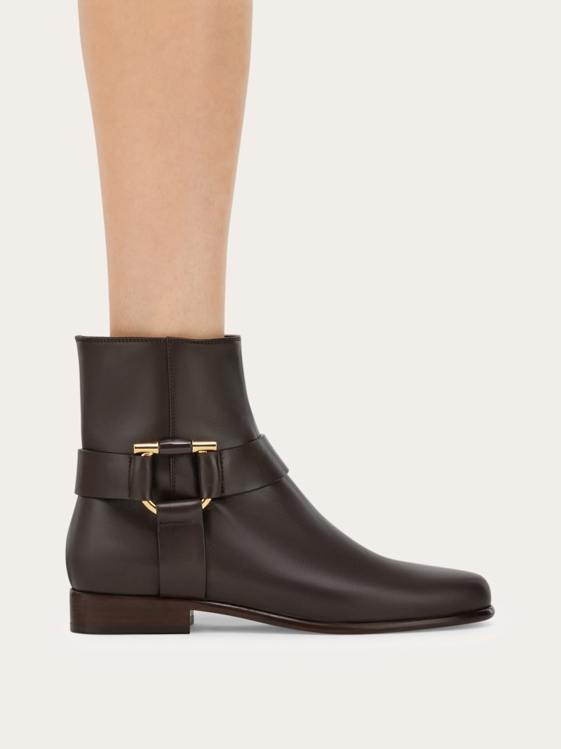Ferragamo | Women's Gancini Ornament Ankle Boot - Testa Di Moro