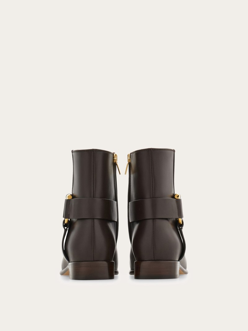 Ferragamo | Women's Gancini Ornament Ankle Boot - Testa Di Moro