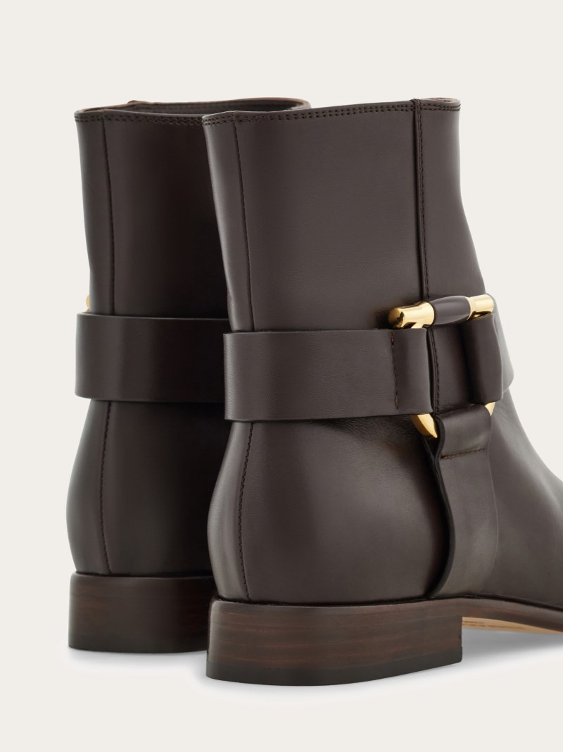 Ferragamo | Women's Gancini Ornament Ankle Boot - Testa Di Moro