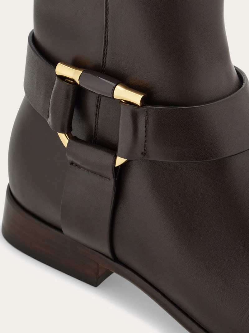 Ferragamo | Women's Gancini Ornament Ankle Boot - Testa Di Moro