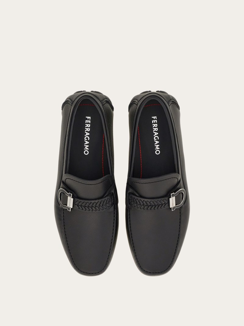 Ferragamo | Men's Driver With Gancini Ornament - Black