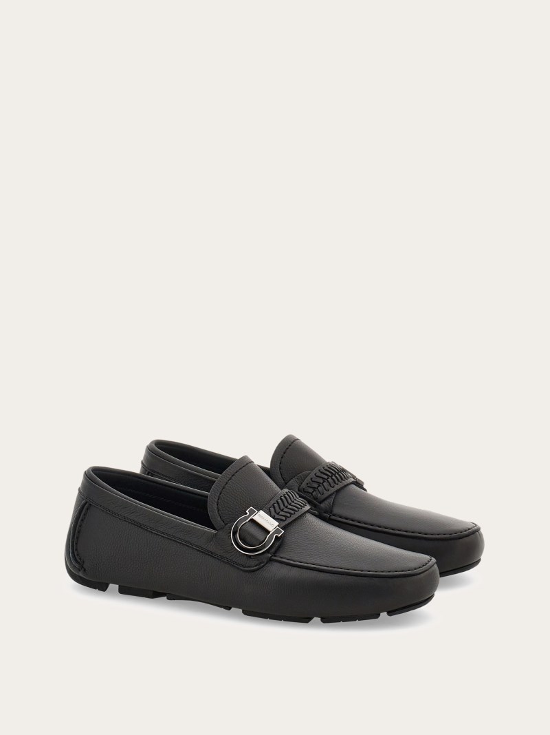 Ferragamo | Men's Driver With Gancini Ornament - Black