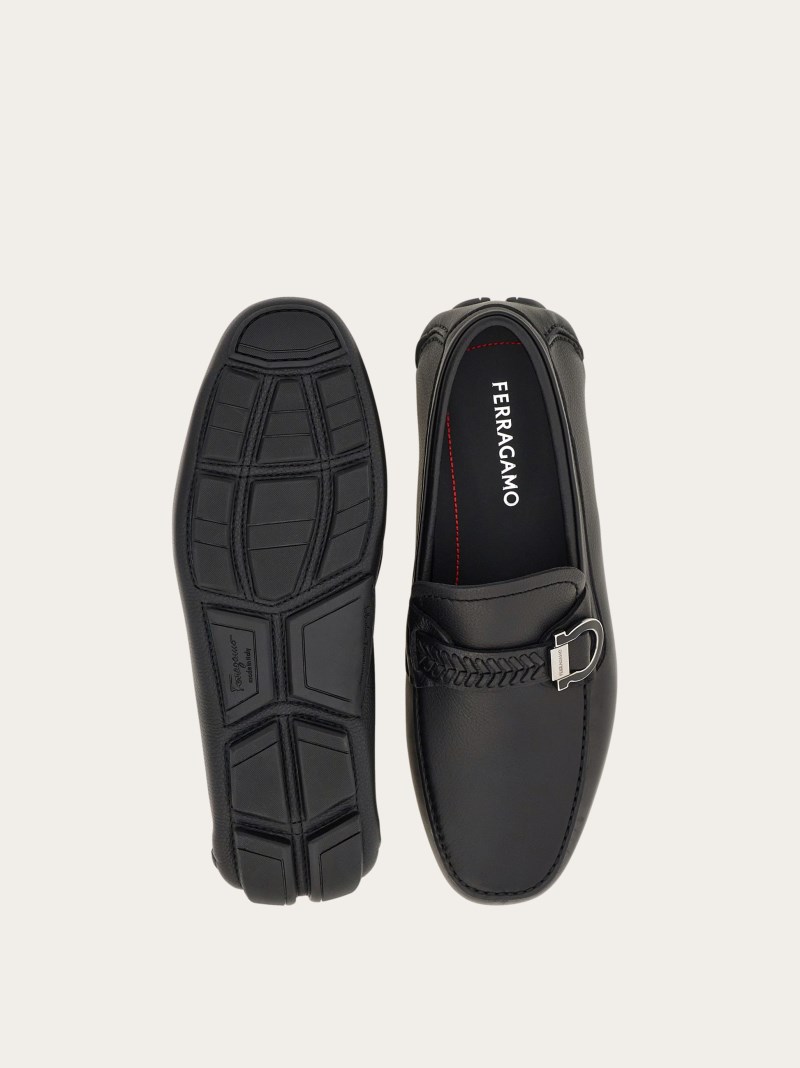 Ferragamo | Men's Driver With Gancini Ornament - Black