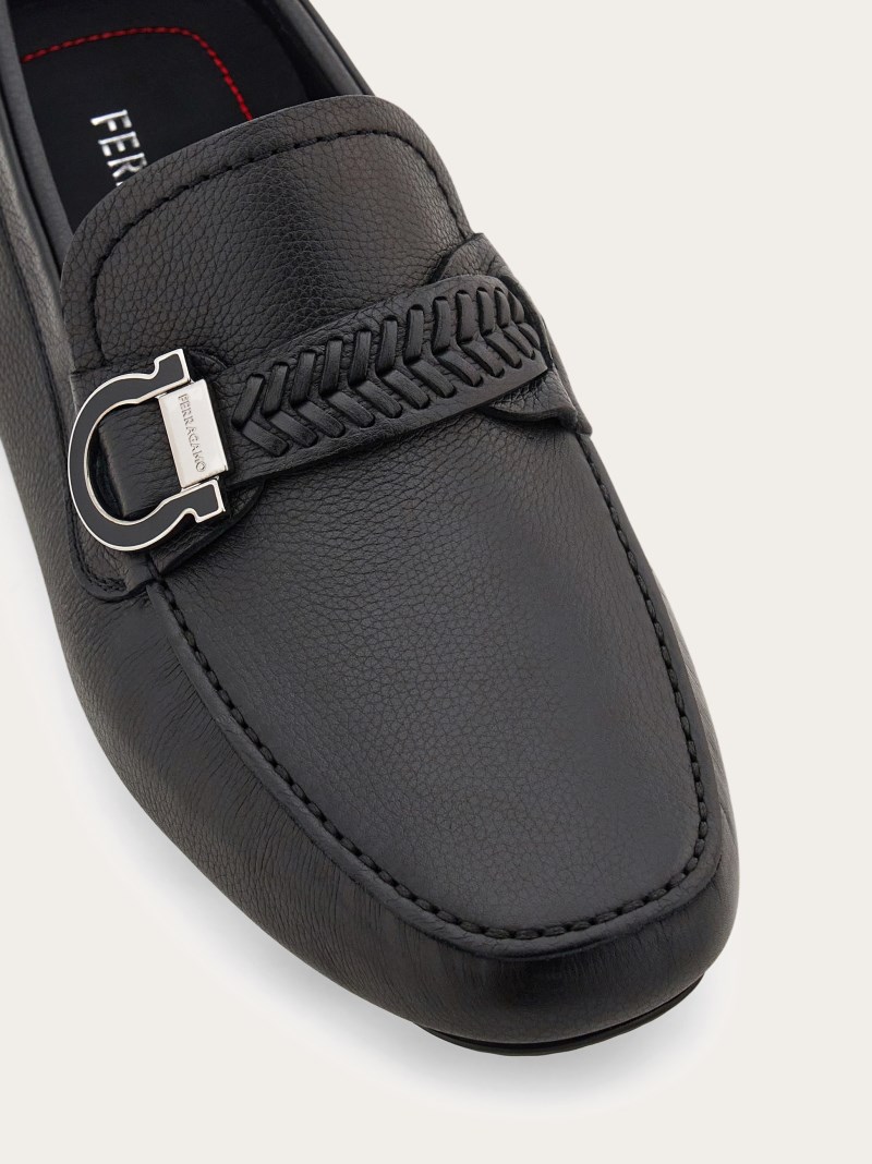 Ferragamo | Men's Driver With Gancini Ornament - Black