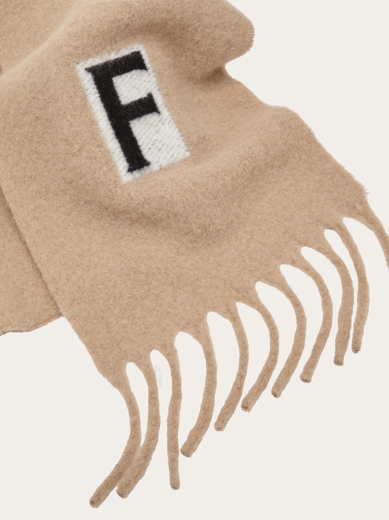 Ferragamo | Men's Scarf With Jacquard Detailing - Black/Camel