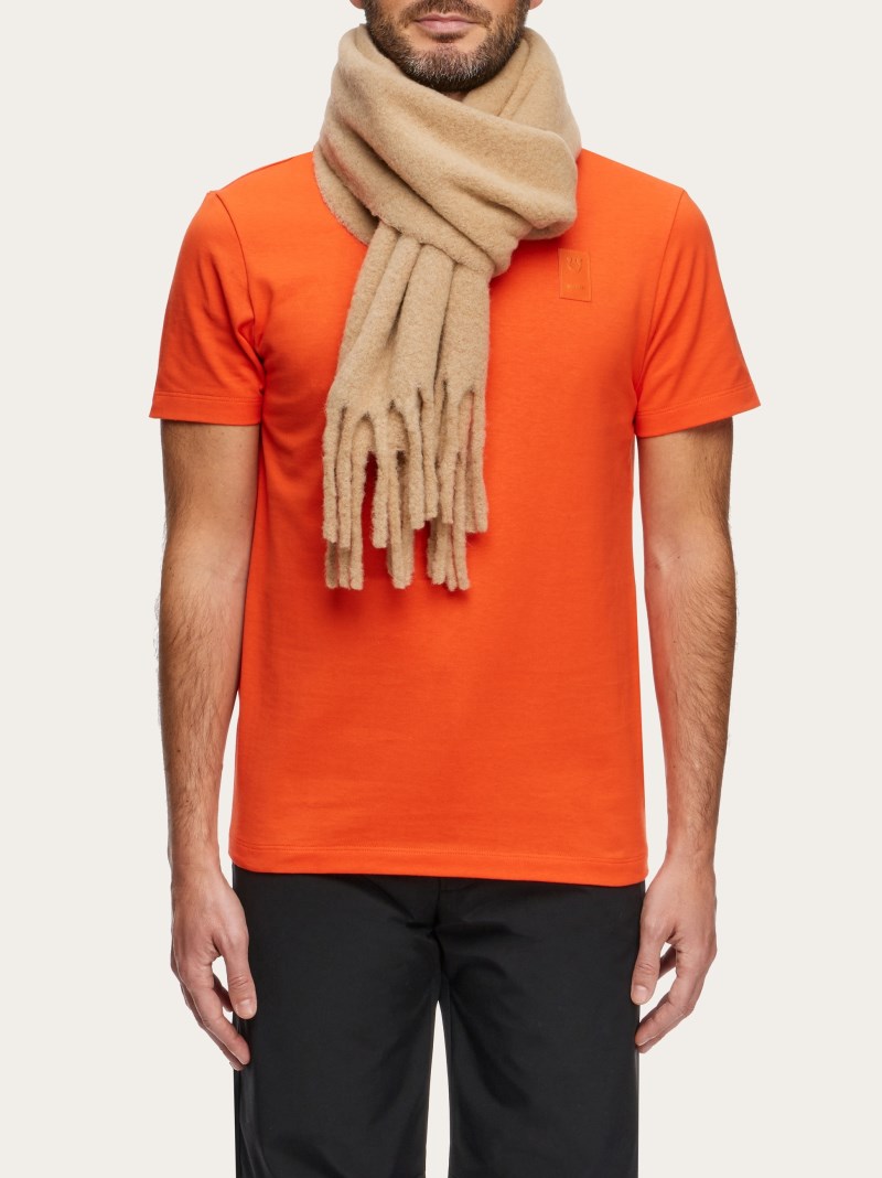 Ferragamo | Men's Scarf With Jacquard Detailing - Black/Camel