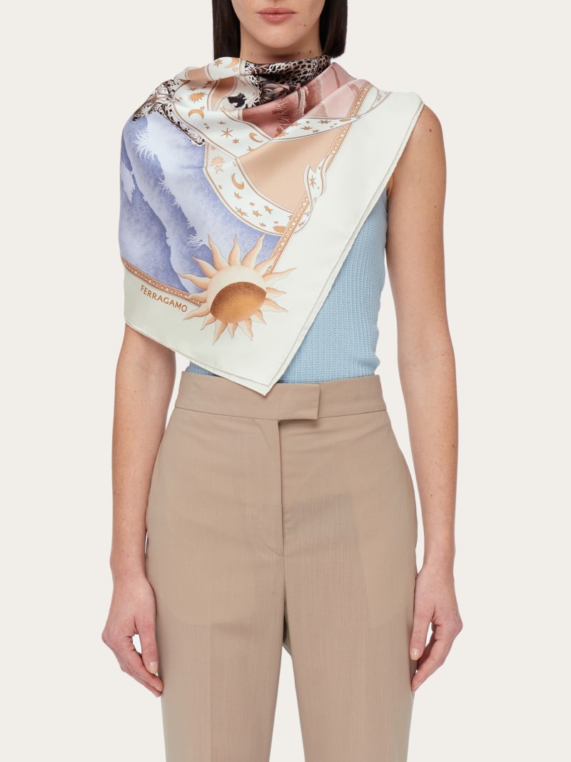 Ferragamo | Women's Day &Amp; Night Print Silk Foulard - Pink/Light Blue