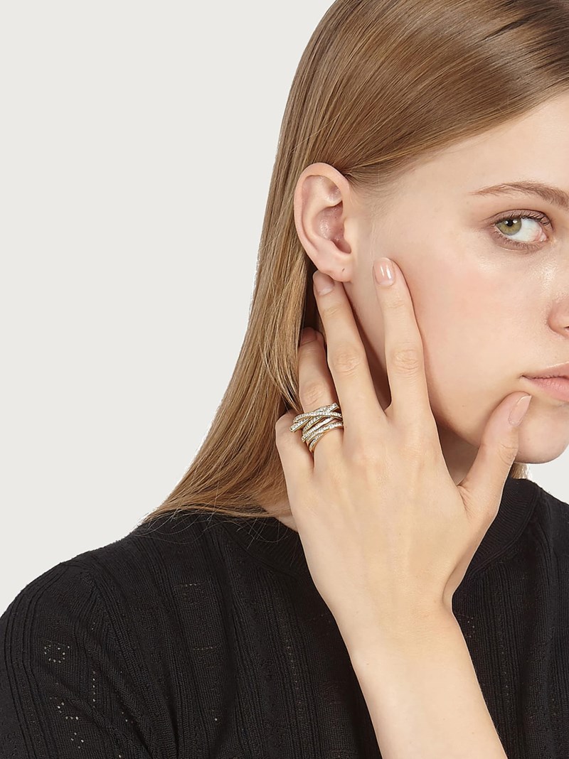 Ferragamo | Women's Gancini Ring - Gold/Crystals (Size 56)