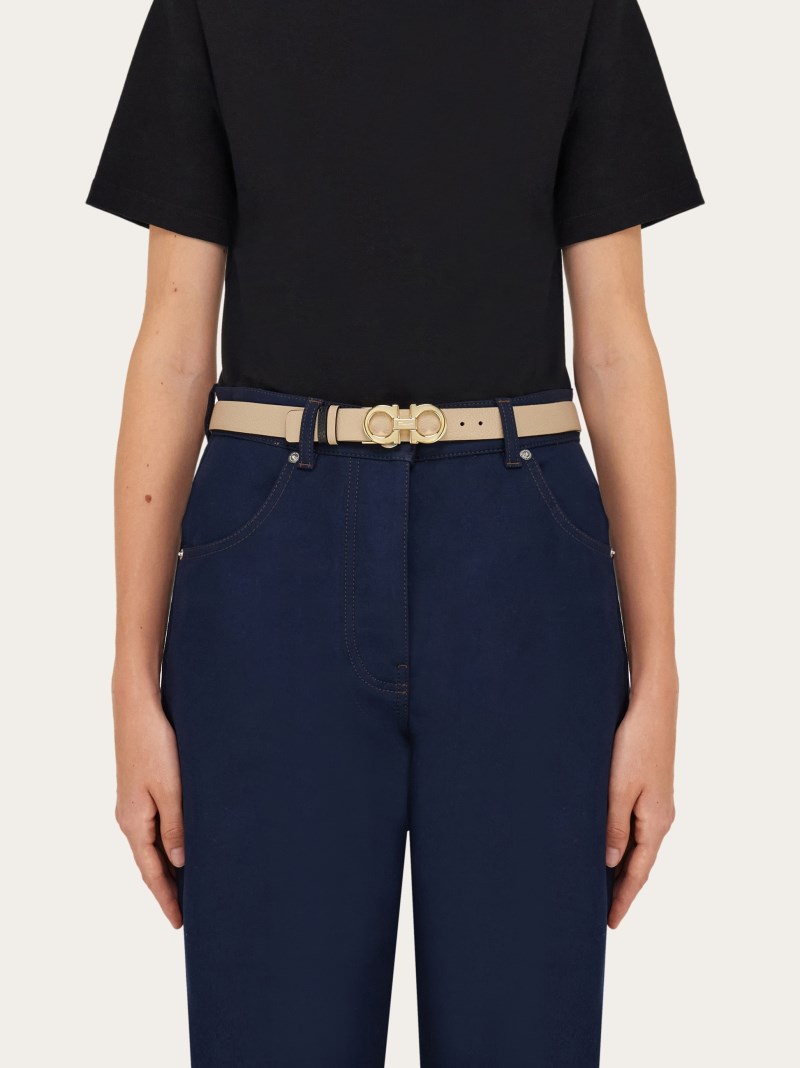 Ferragamo | Women's Reversible And Adjustable Gancini Belt - Deer/Black