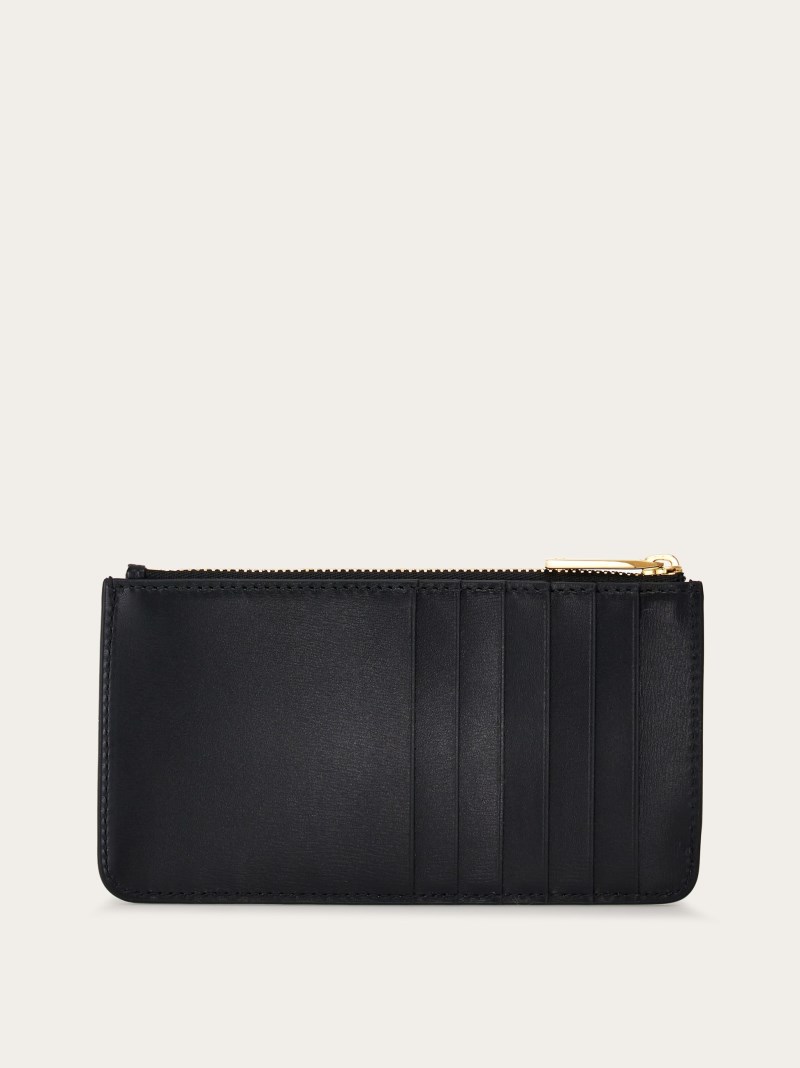 Ferragamo | Women's Gancini Credit Card Holder - Black/Flame Red