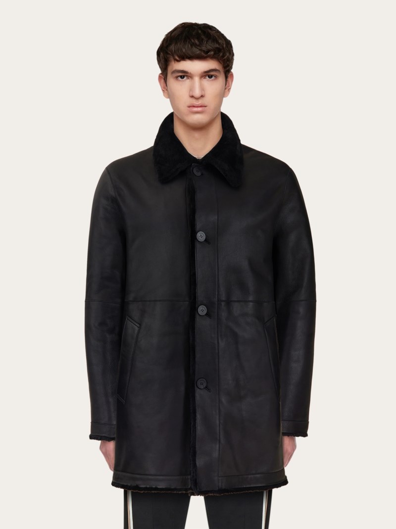 Ferragamo | Men's Shearling Merino Coat - Black