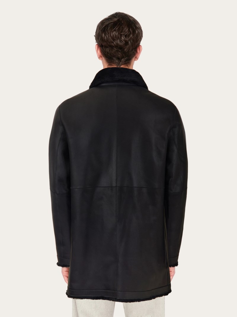 Ferragamo | Men's Shearling Merino Coat - Black