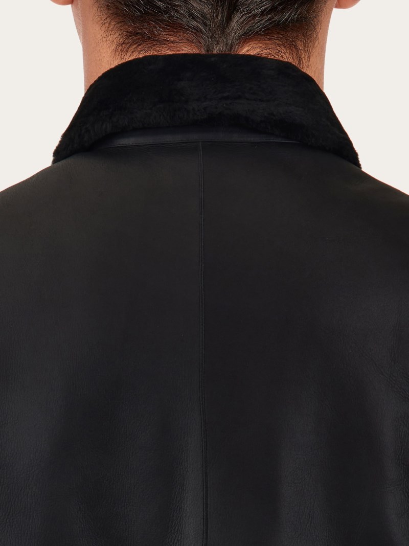 Ferragamo | Men's Shearling Merino Coat - Black