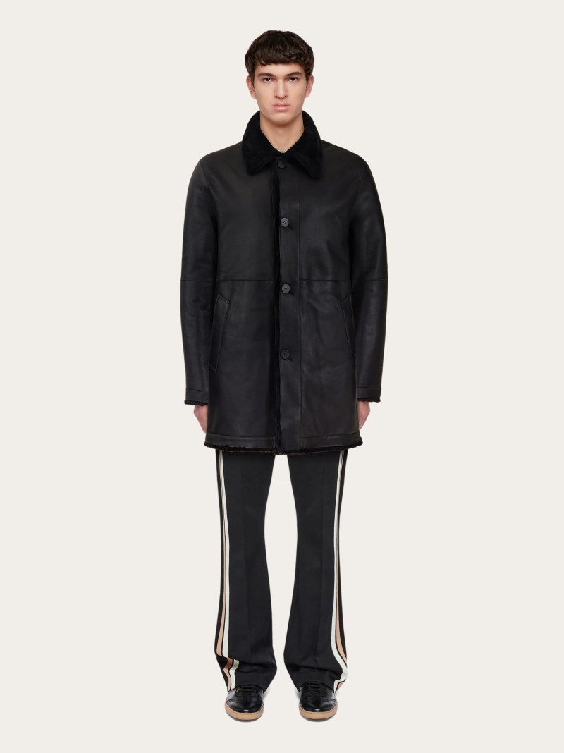 Ferragamo | Men's Shearling Merino Coat - Black