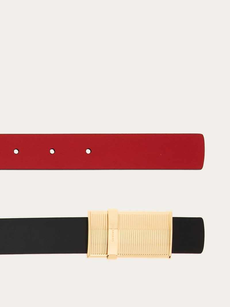 Ferragamo | Women's Reversible Belt - Black/Flame Red