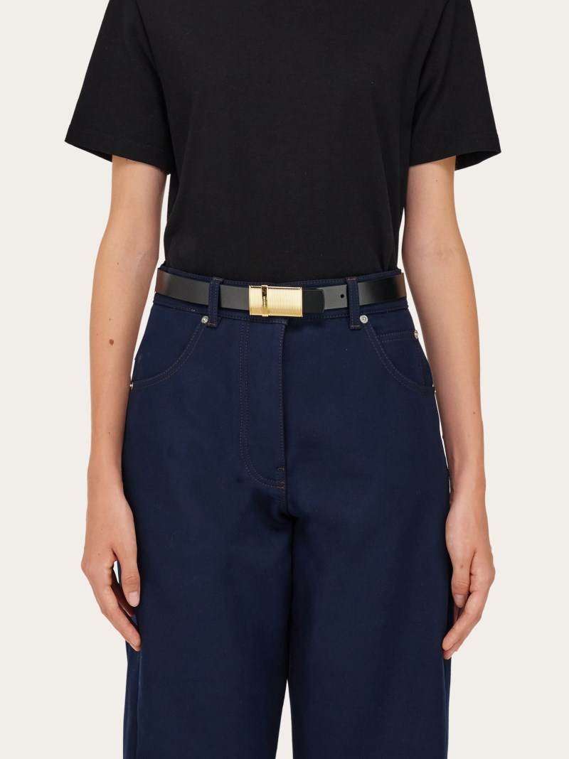 Ferragamo | Women's Reversible Belt - Black/Flame Red