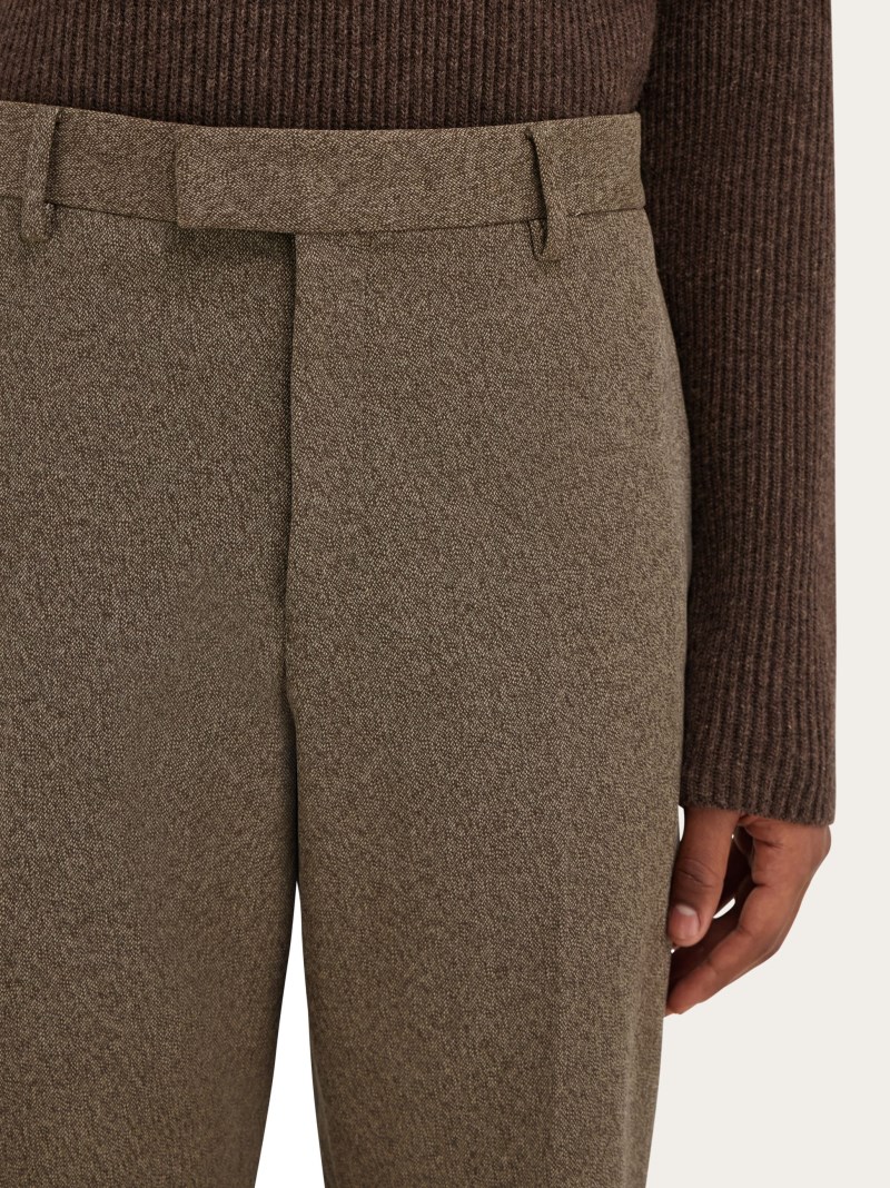 Ferragamo | Men's Flat Front Trouser - Walnut/Cocoa Brown