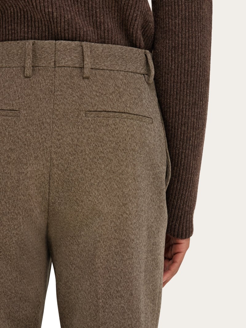 Ferragamo | Men's Flat Front Trouser - Walnut/Cocoa Brown