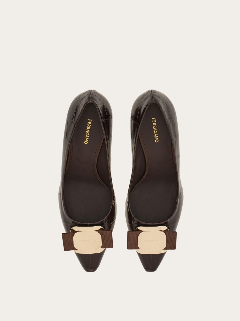 Ferragamo | Women's New Vara Plate Pump - Testa Di Moro